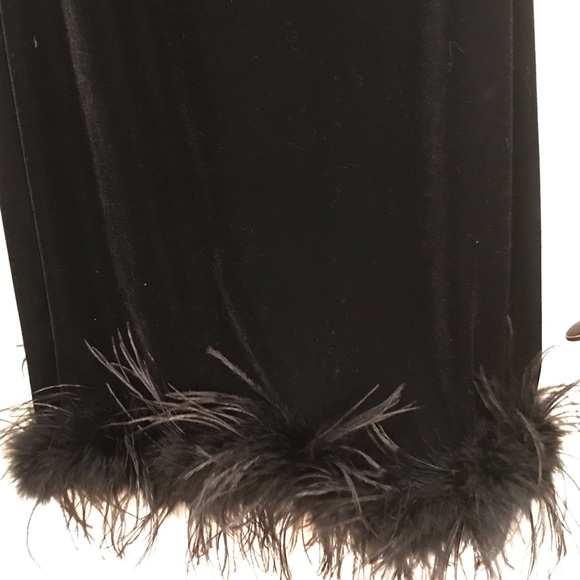 Black Velvet Dress with lots of Feathers on top and bottom of dress! Beautiful! - Picture 4 of 4